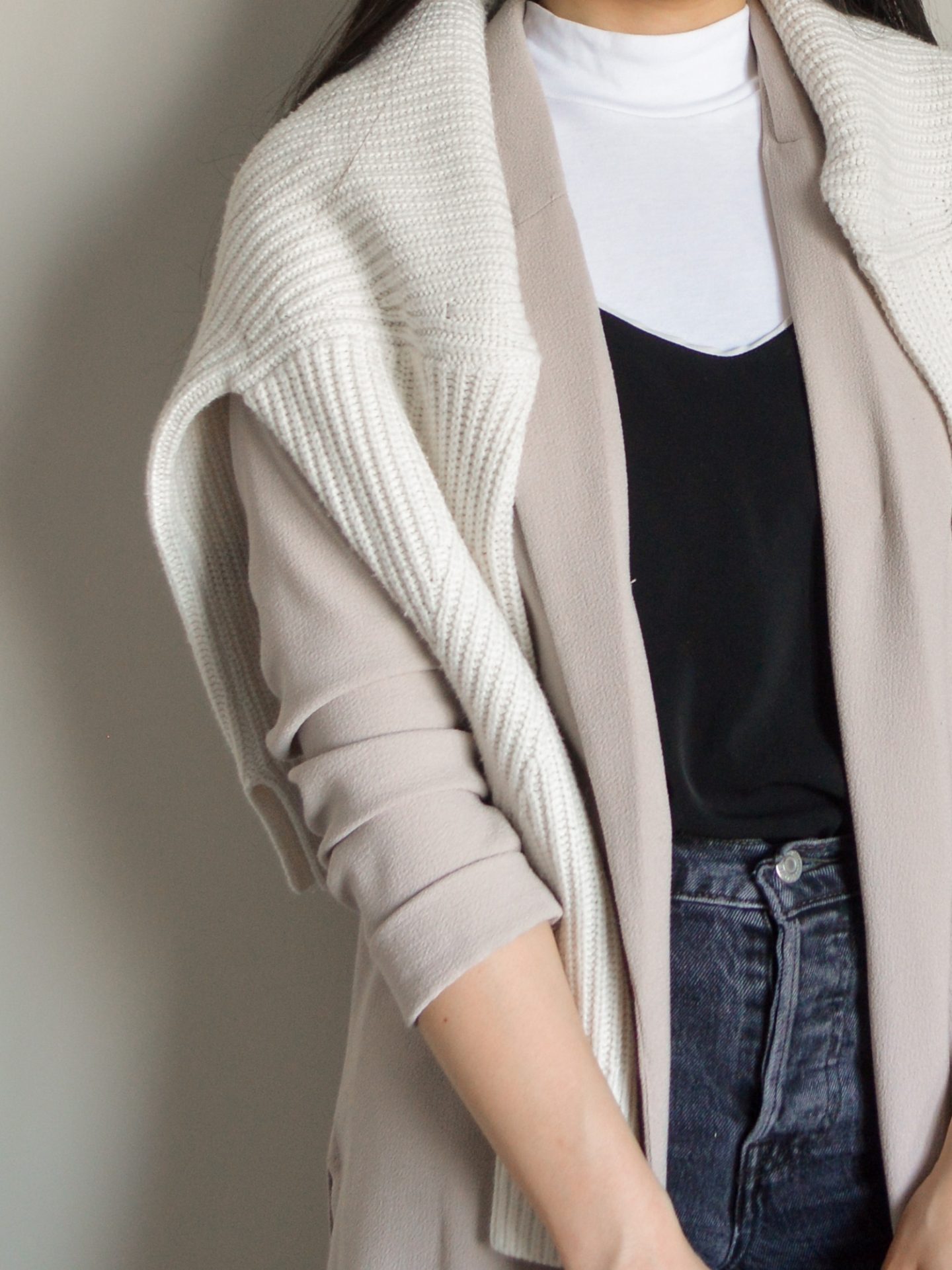 Layering tip in the winter - sweater over shoulders