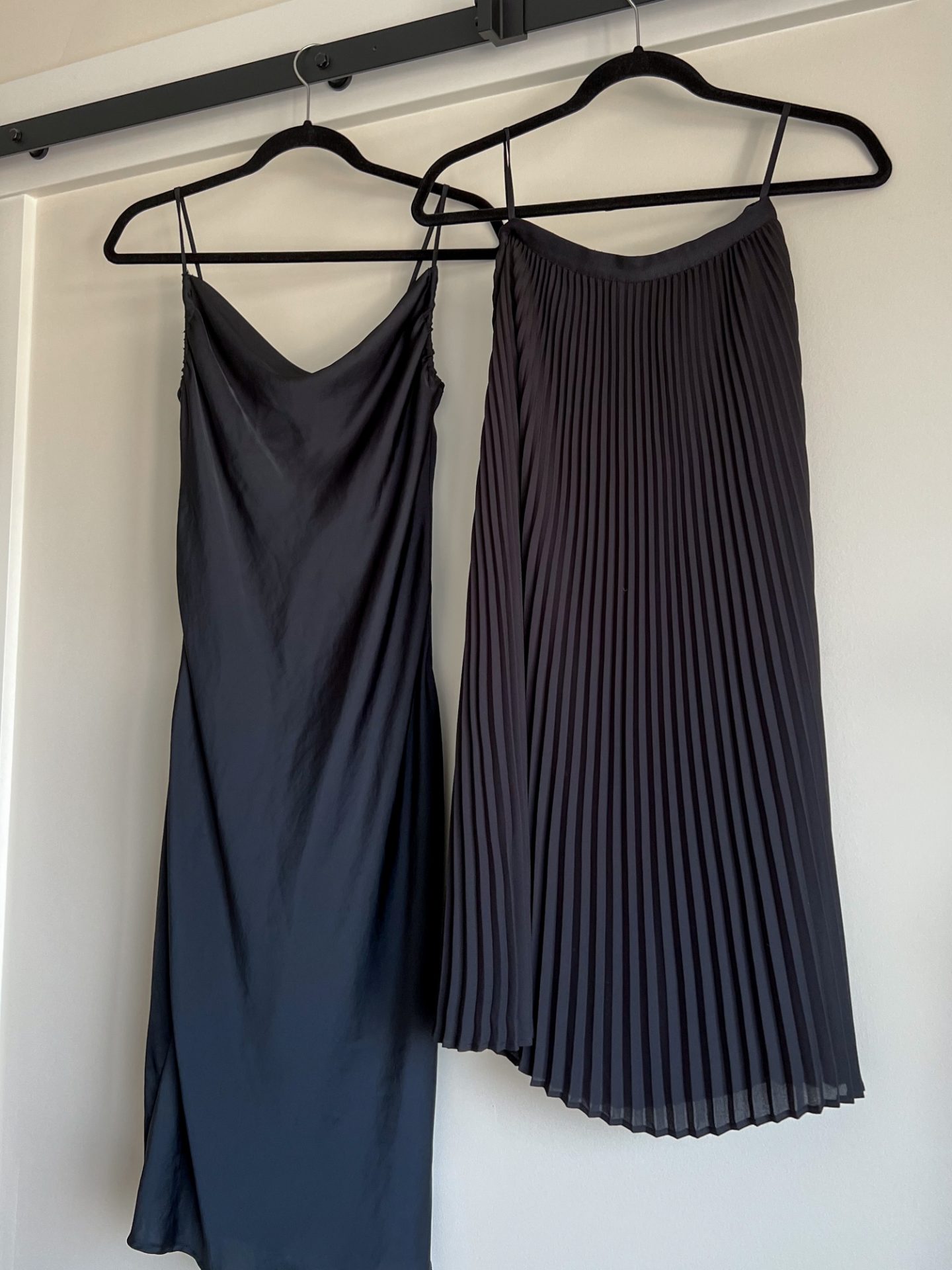 Midi slip dress, cowl neck midi dress, pleated skirt, midi skirt, quality wardrobe essentials, closet staples, fall capsule wardrobe staples