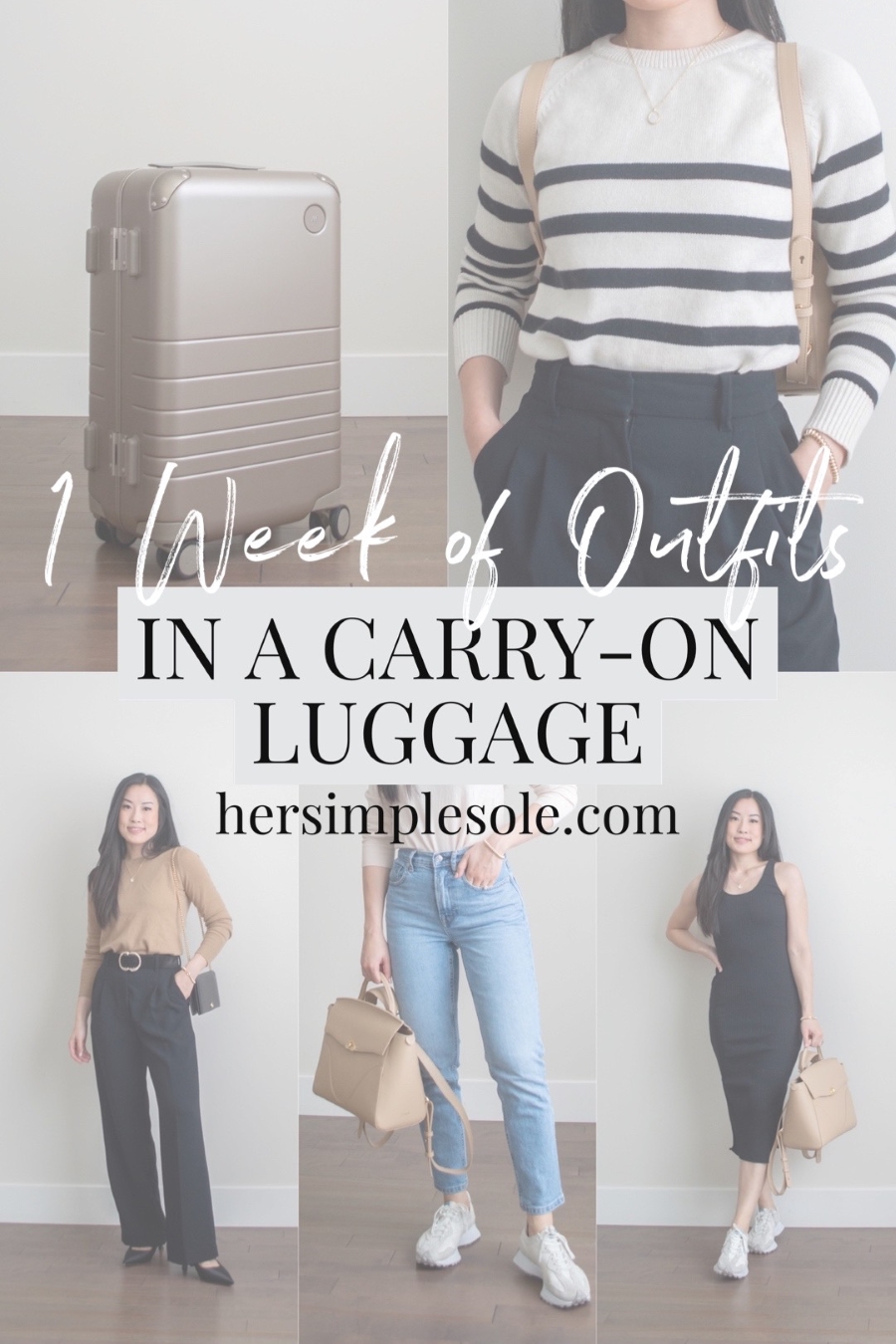 1 Week of Outfits in a Carry-On Luggage - Her Simple Sole