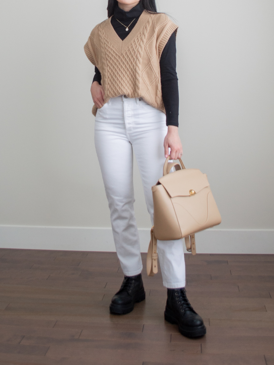 Her Simple Sole - Easy Smart Casual Outfits for Women - November Outfit Roundup, camel sweater vest outfit, fall outfit ideas