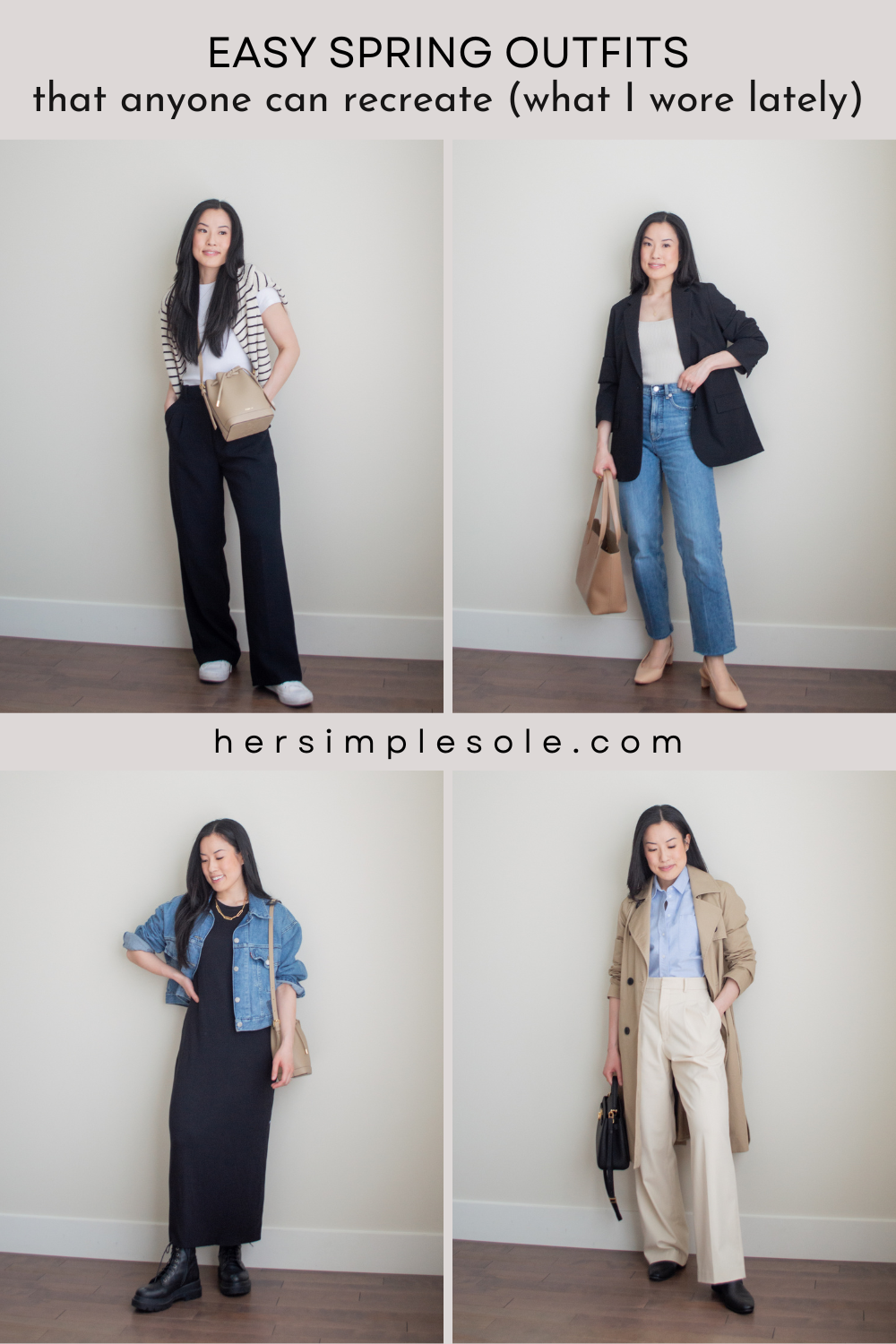 Sharon of Her Simple Sole showcases some of her favourite easy spring outfits that anyone can recreate using minimal, comfortable, and functional items from her intentional wardrobe | minimalist outfit ideas | 14 spring outfit ideas