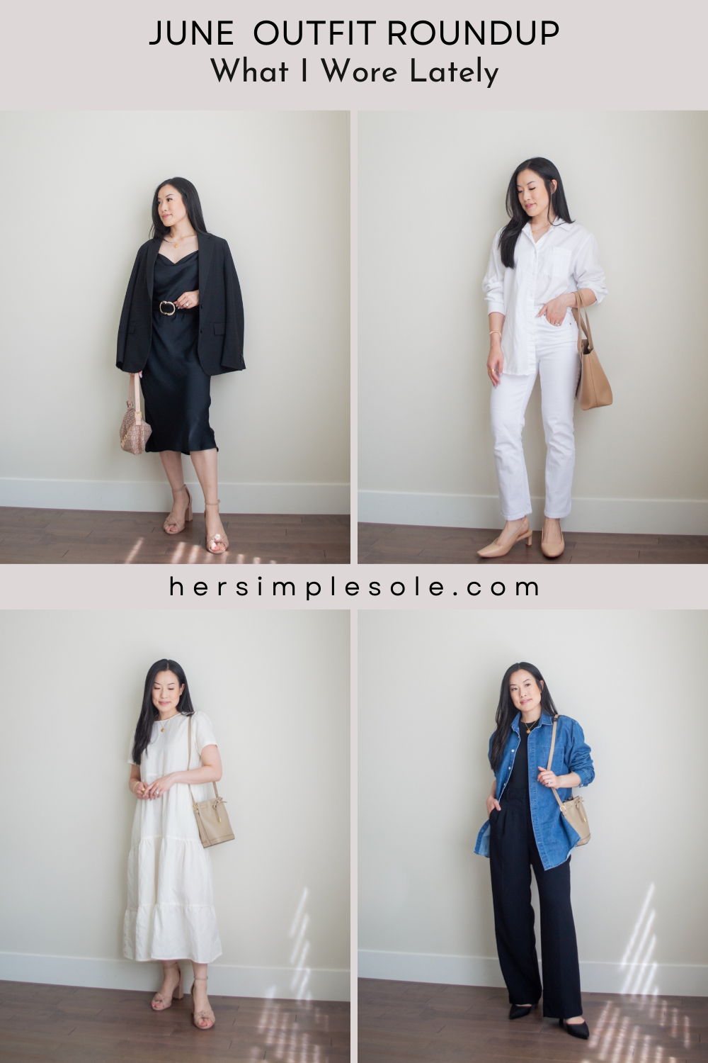 Sharon of Her Simple Sole showcases outfits from her June outfit roundup | minimalist outfit ideas | summer outfit ideas