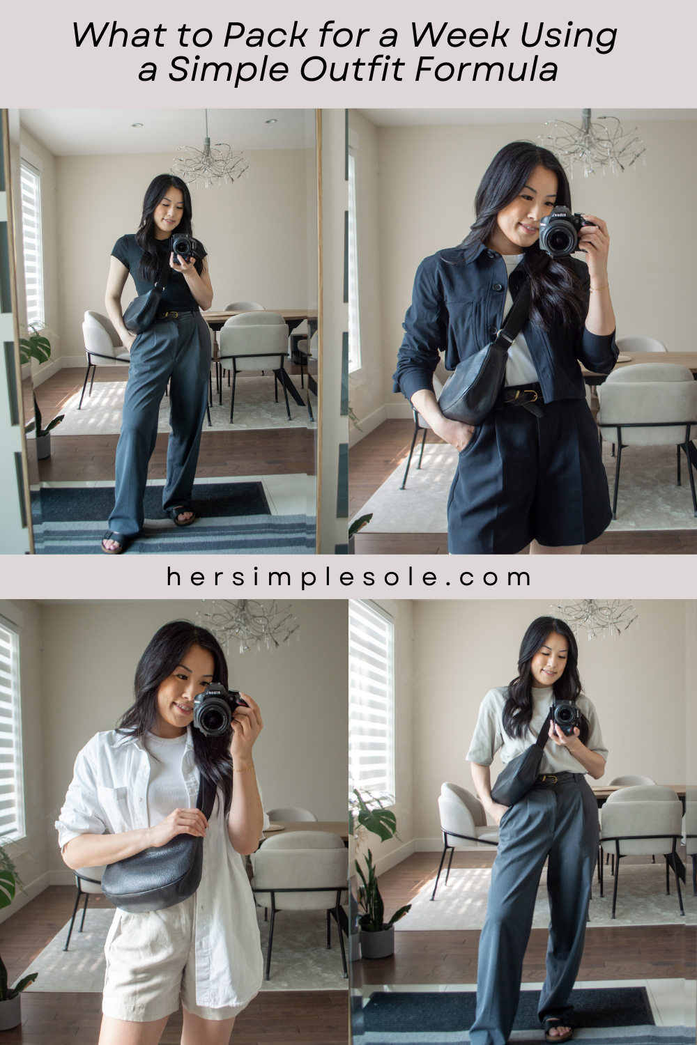 Sharon of Her Simple Sole is showcasing 4 outfits from her post on What to Pack for a Week Using a Simple Outfit Formula