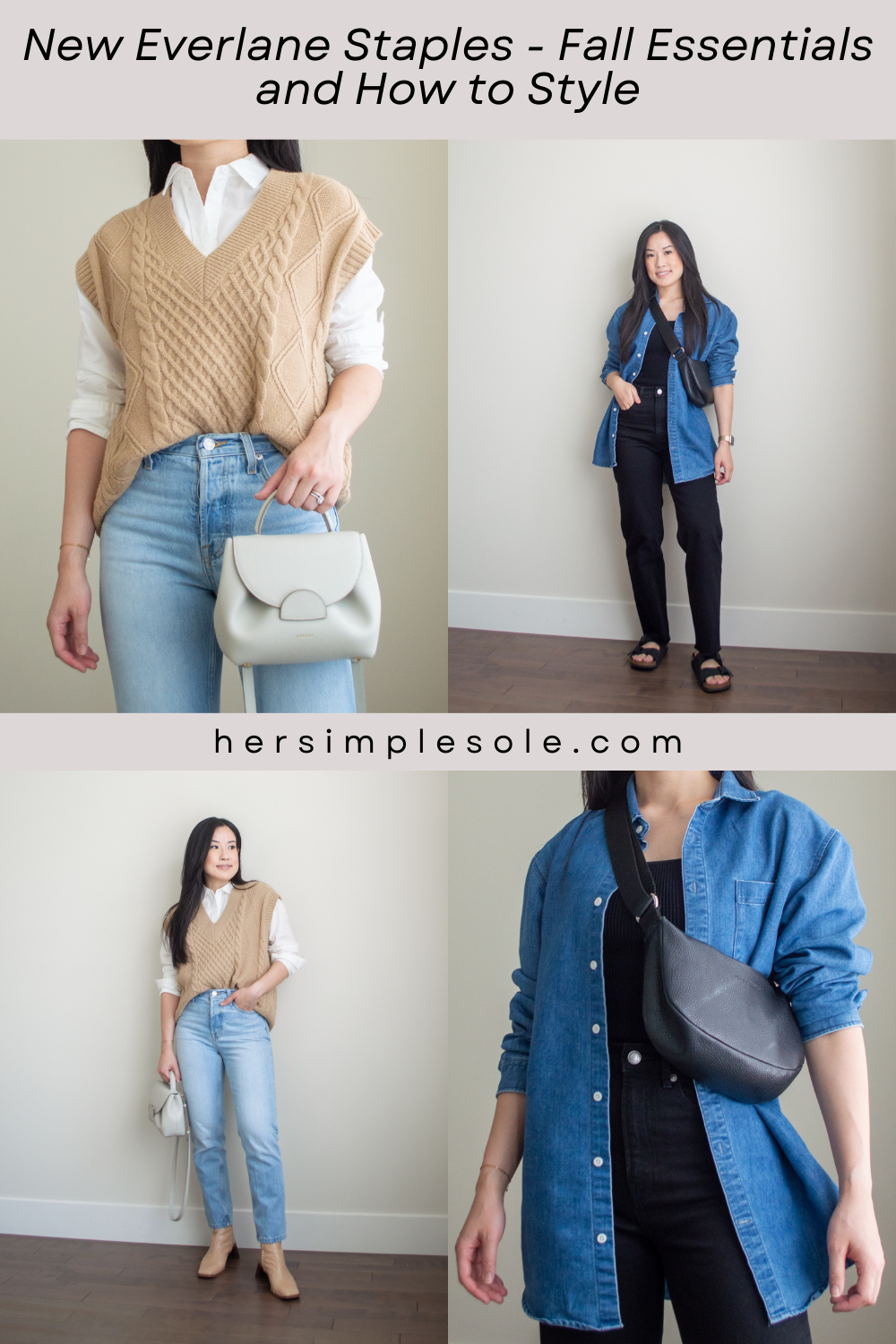 Sharon of Her Simple Sole is showcasing outfits from her blog post about new Everlane staples that make up the best fall wardrobe essentials | minimalist outfits | simple outfit ideas